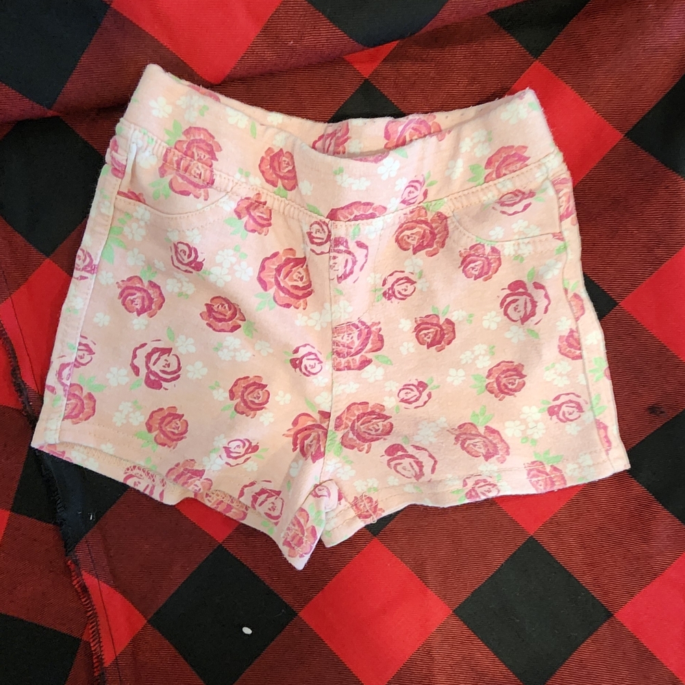 Floral Print Kids Shorts - Pink